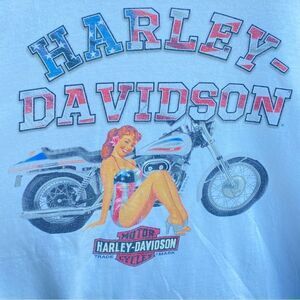 Harley Davidson pin up patriotic grunge Oxford,England graphic t Sz 2XL